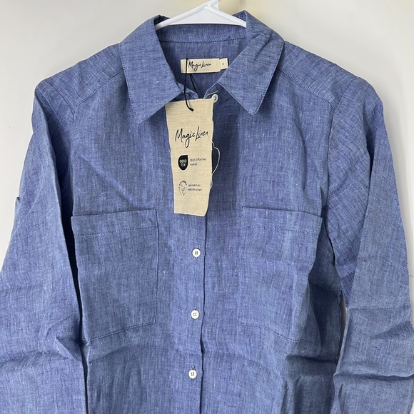 Magic linen NWT women’s small button down shirt - Picture 2 of 7